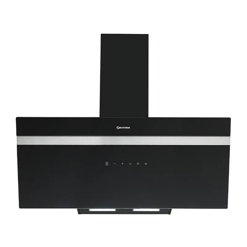 BOSTON BAY RANGE HOOD GLASS GHBA901224-AWG-S03E13B BLACK Black painted 230W MOTOR & 2*1.5W LED W/O CHARCOAL FILTER TOUCH CONTROL W/LED LIGHT
