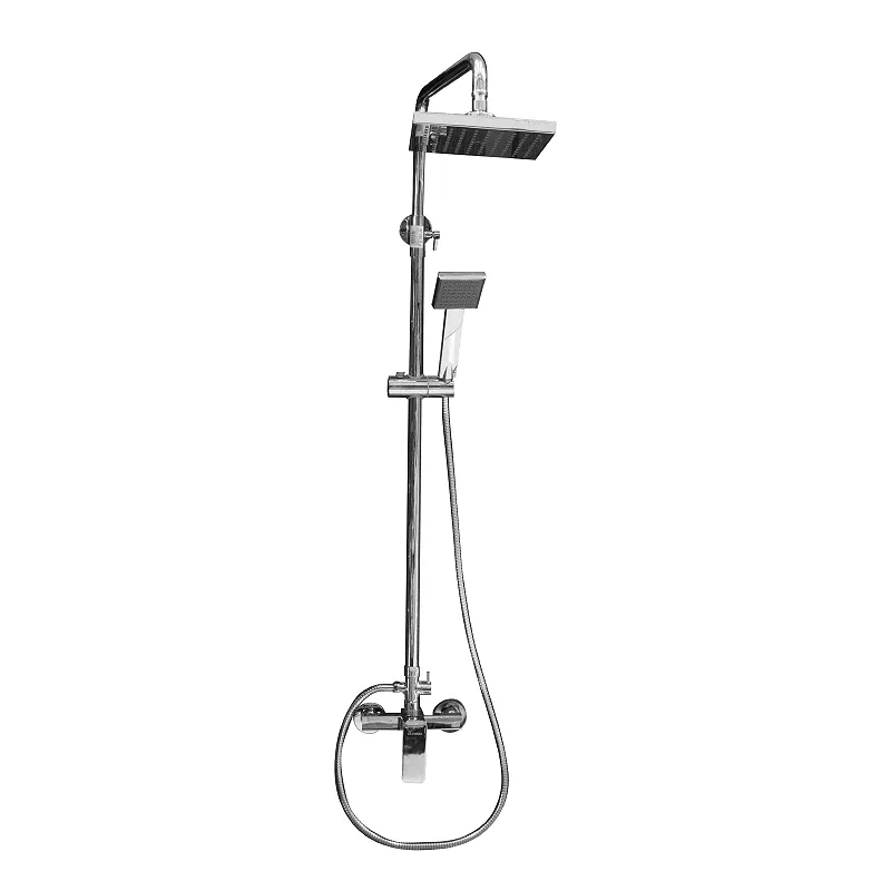 RAVONI SHOWER COLUMN 104C-B POLISHED S.ST. SS201 IN-WALL SINGLE LEVER SQUARE SET