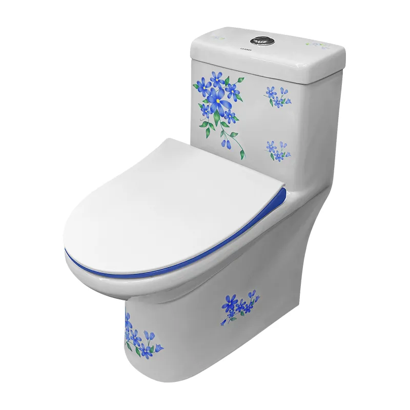 LA FONZA WATER CLOSET BOLOGNA 075 WHITE CERAMIC 3/5 LITERS IPC, SIPHONIC BLUE DECORATIVE