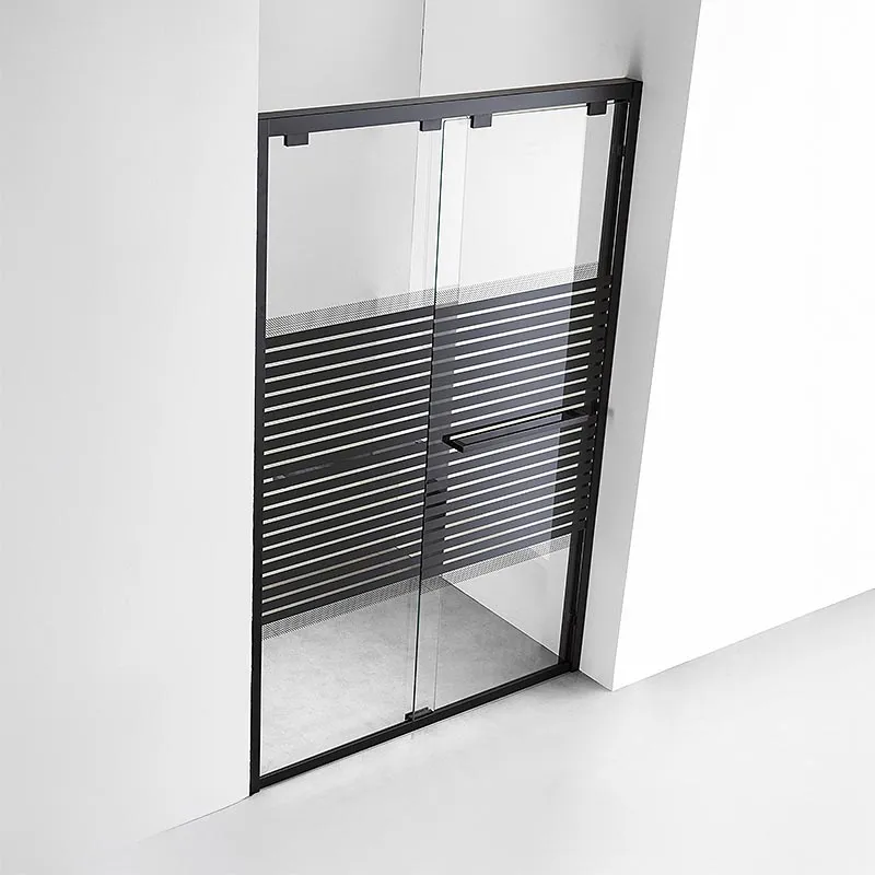 LA FONZA SHOWER ENCLOSURE JADE SLS1124-LA2201B-120 MATTE BLACK ALUMINUM, ACRYLIC DUAL SLIDING GLASS DOOR PRINTED LINES