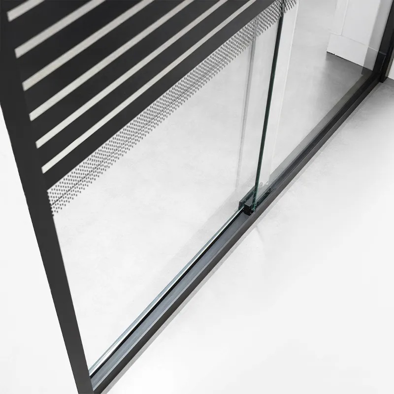 LA FONZA SHOWER ENCLOSURE JADE SLS1124-LA2201B-120 MATTE BLACK ALUMINUM, ACRYLIC DUAL SLIDING GLASS DOOR PRINTED LINES