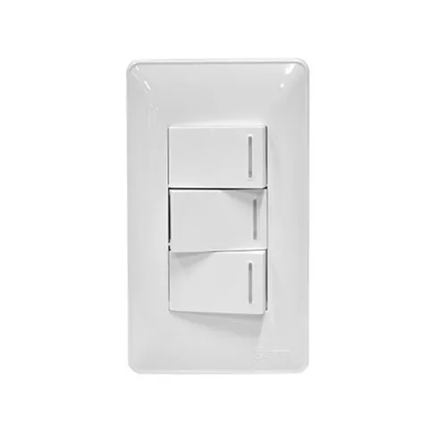 ZIGMA SWITCH ZWD203 WHITE PLASTIC 1-WAY SET 3-GANG