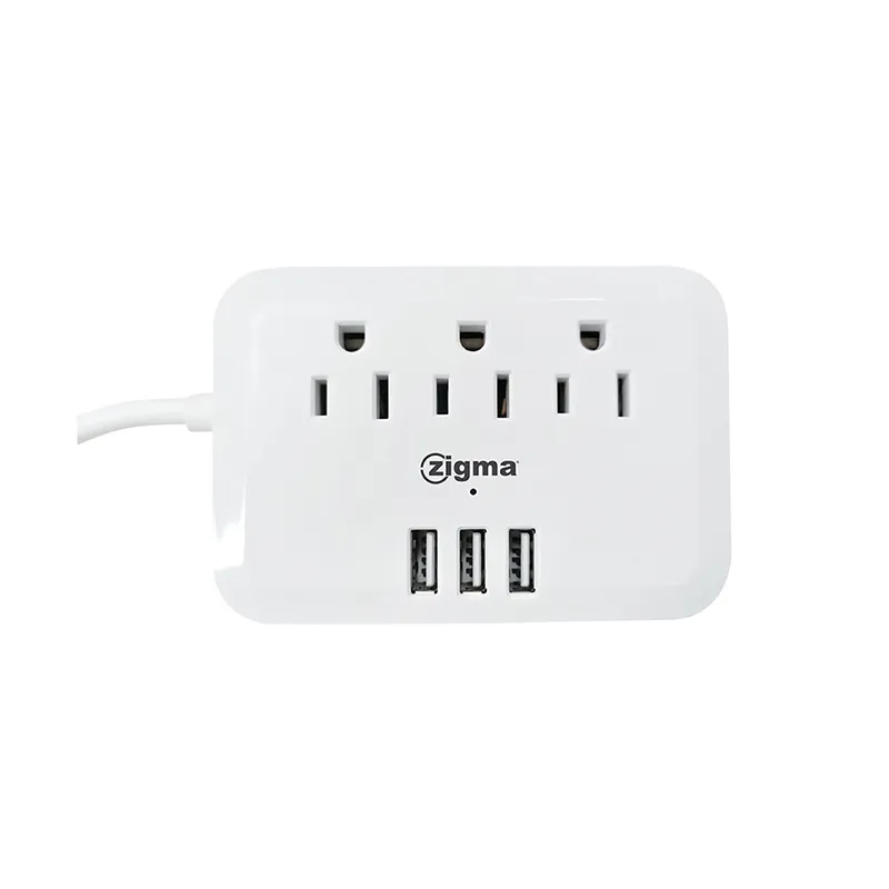 ZIGMA SOCKET ADAPTOR EWZ0623-U2303M WHITE PC 3GANG+3USB SQUARE