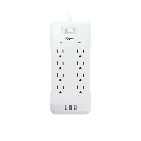 ZIGMA EXTENSION WIRE EWZ0623-U2318P WHITE PC 8GANG+3USB SQUARE