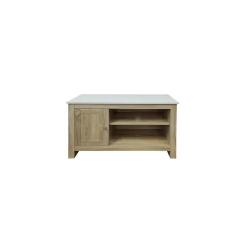 STACK TV STAND EC4044 IVORY PARTICLE BOARD PLAIN