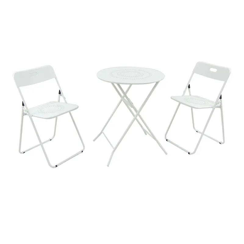 CTX CHAIR TCH0722- DS26185IW WHITE POWDER COATING/WHITE STEEL+PLASTIC FOLDING SQUARE TABLE WITH BACKREST CHAIRS