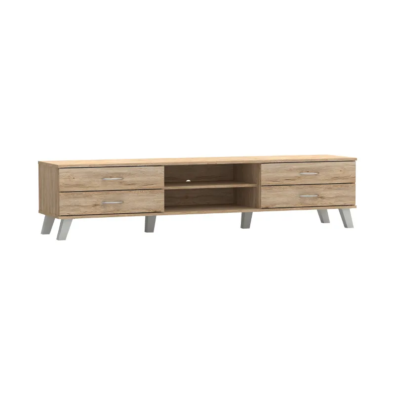 CTX TV RACK RCF09-22-26_0004 NATURAL OAK CHIPBOARD 4 DRW,6 LEGS