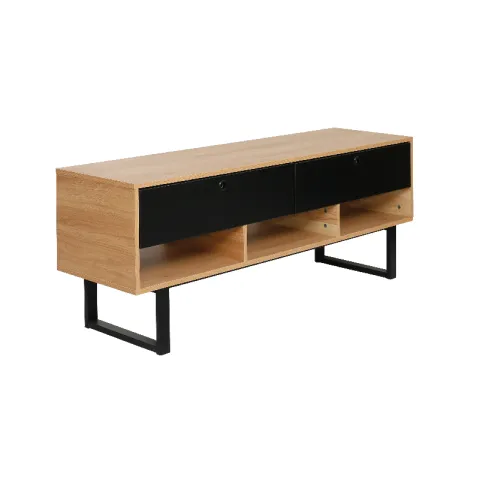CTX TV STAND HAMILTON TJC0623-BS-1836 OAK & BLACK METAL +PARTICLE BOARD TWO DRAWERS