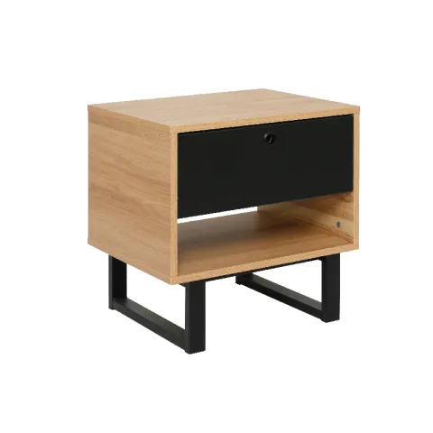 CTX SIDE TABLE HAMILTON TJC0623-BS-1838 OAK & BLACK METAL +PARTICLE BOARD ONE DRAWER