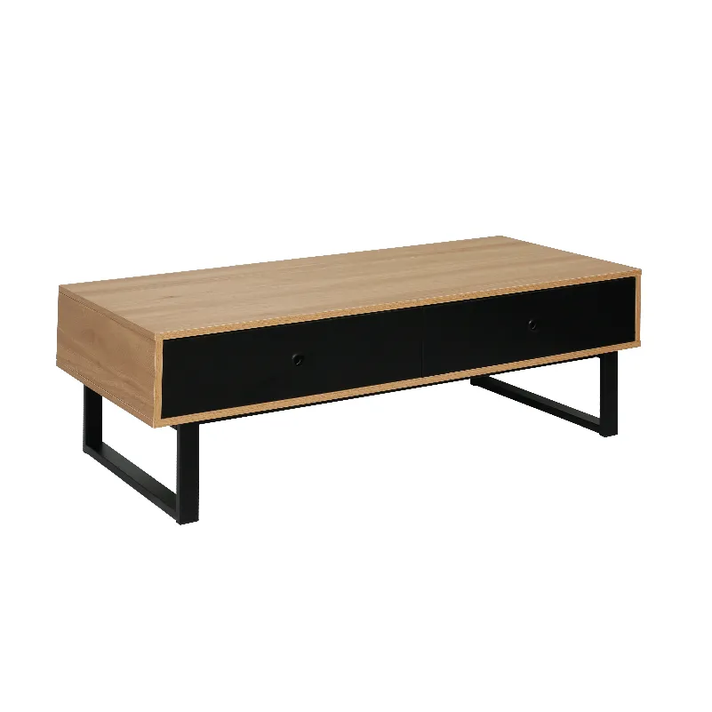 CTX CENTER TABLE HAMILTON TJC0623-CJ-2005 OAK & BLACK METAL +PARTICLE BOARD TWO DRAWERS