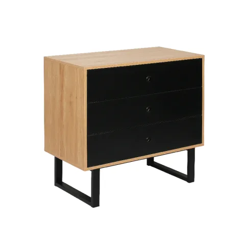 CTX DRAWER HAMILTON DJC0623-BS-2006 OAK & BLACK METAL +PARTICLE BOARD THREE DRAWERS