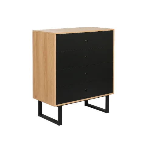 CTX DRAWER HAMILTON DJC0623-BS-2007 OAK & BLACK METAL +PARTICLE BOARD FOUR DRAWERS