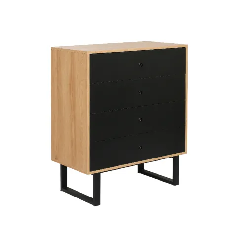 CTX CHEST DRAWER HAMILTON DJC0623-BS-2008 OAK & BLACK METAL +PARTICLE BOARD SIX DRAWERS