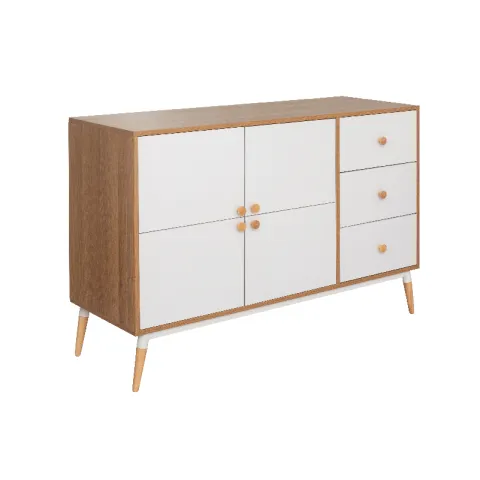 CTX CABINET CLIFTON CJC0623-BS-1908 BEECH AND WHITE METAL +PARTICLE BOARD THREE DRAWERS