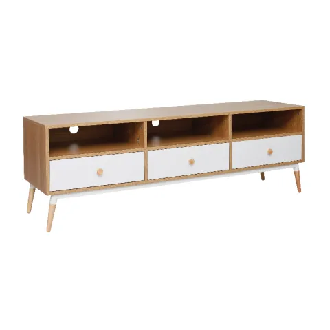 CTX TV STAND CLIFTON TJC0623-TVG-1902 BEECH AND WHITE METAL +PARTICLE BOARD THREE DRAWERS