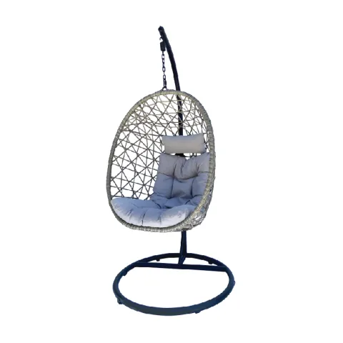 CTX HANGING CHAIR DRACO HCJ0523-S3314-9-A1 GREY AND BLACK IRON FRAME+ PE WICKER+ POLYESTER FABRIC