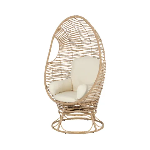 CTX SWIVEL CHAIR CANARY SC10523-3-S1682R-3 CREAM IRON FRAME+ PE WICKER+ POLYESTER FABRIC