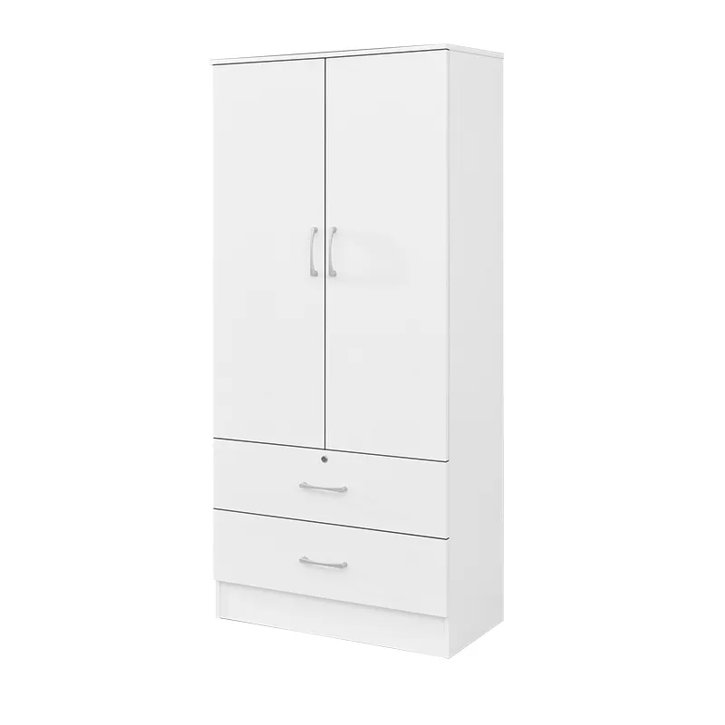 CTX WARDROBE WCBS012025-SLS483 WHITE CHIPBOARD LAMINATED WITH PU PAPER 2DOOR W/DRAWER