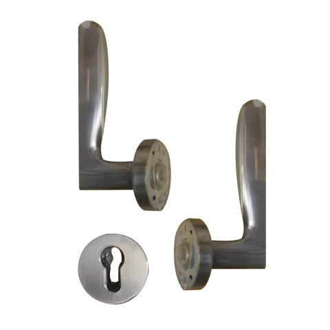 HAUSMANN MORTISE DOOR LOCK LHS0622-SHM25-H896H BLACK ZINC ALLOY #7255 EURO LOCKBODY, BIG ZINC HOUSING BRASS CYLINDER SPOON-LIKE HANDLE, STRAIGHT TIP