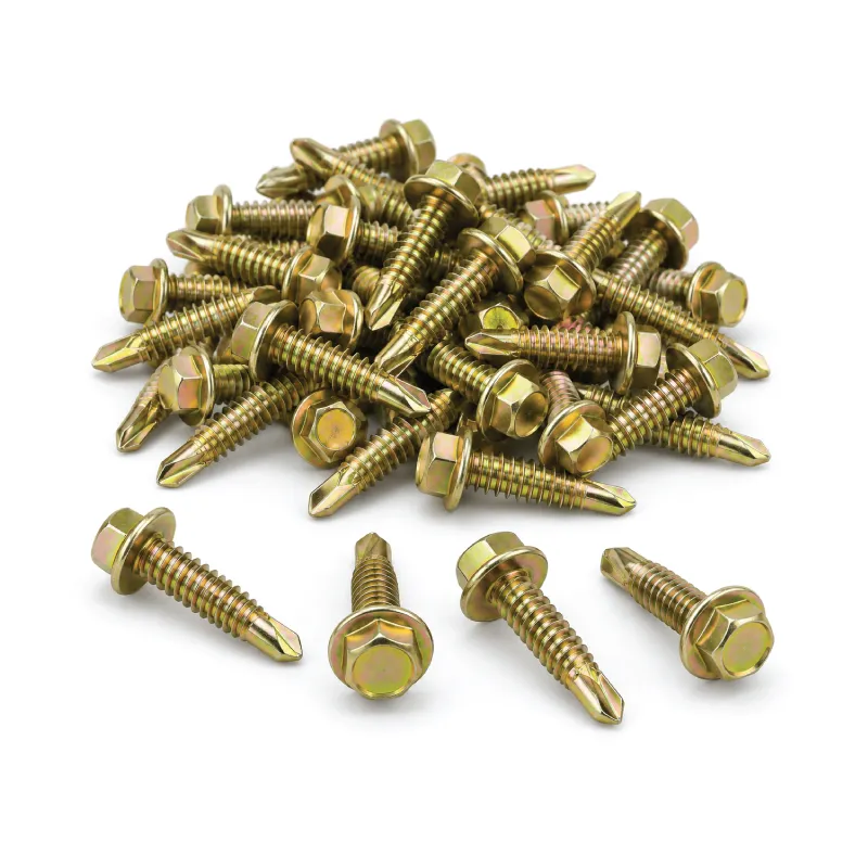 HAUSMANN HEX SCREW SHZ1024-#12x75mm ZINC YELLOW CARBON STEEL 100PCS/PACK FOR METAL