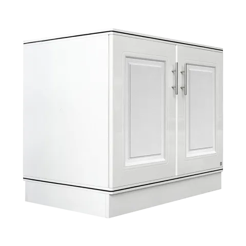 KING COUNTER CABINET PEARL WHITE PVC DOUBLE