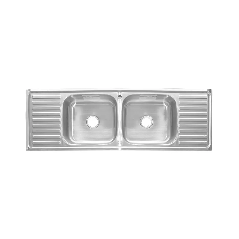 BREMEN SINK 15050A SATIN SUS201 DOUBLE BOWL WITH DOUBLE DISH DRAINER