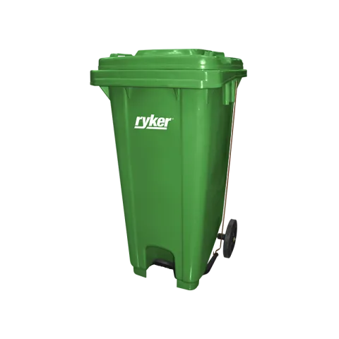 RYKER TRASH BIN XDL-120U-14 GREEN PLASTIC MOBILE PEDAL SQUARE