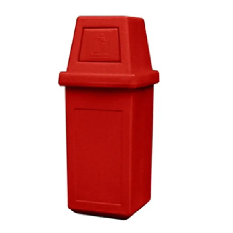 GREEN CARE TRASH BIN HOODED RED PLASTIC LARGE SQUARE