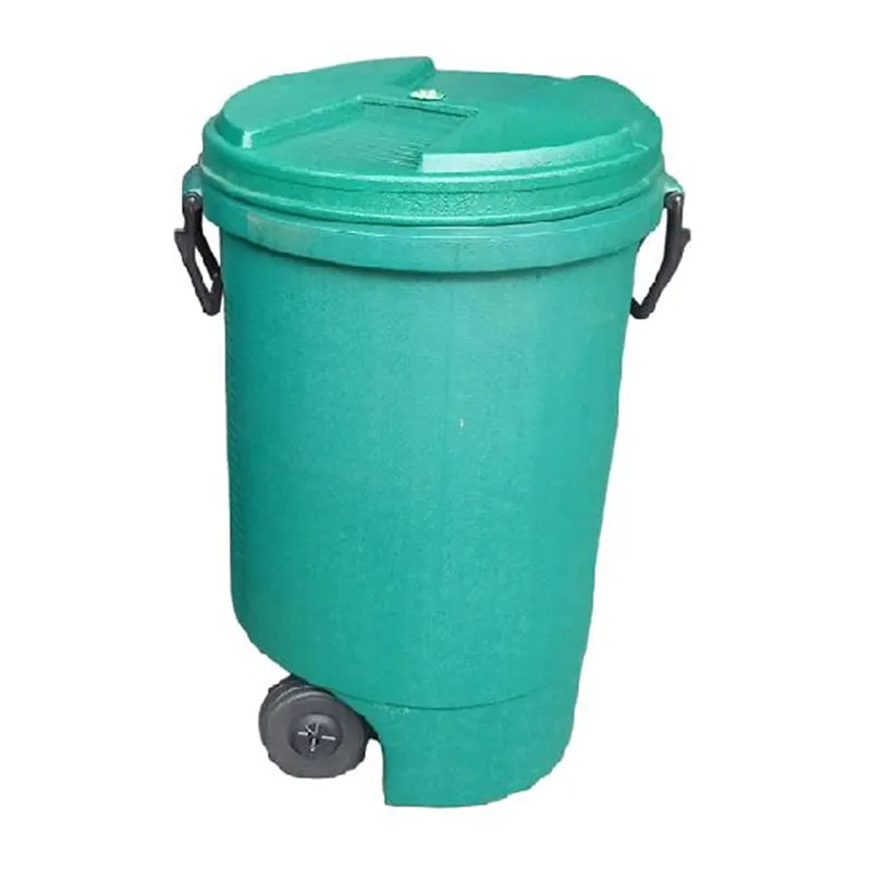 GREEN CARE TRASH BIN TROLLING GREEN PLASTIC MOBILE ROUND