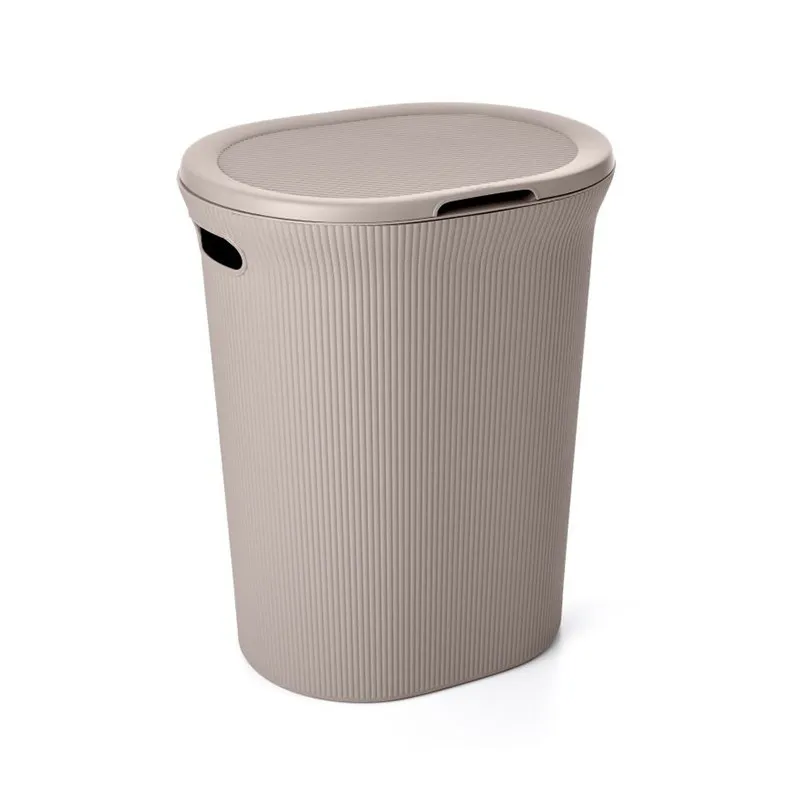 TATAY LAUNDRY HAMPER 1010003 TAUPE PVC HAMPER LAUNDRY BASKET WITH COVER