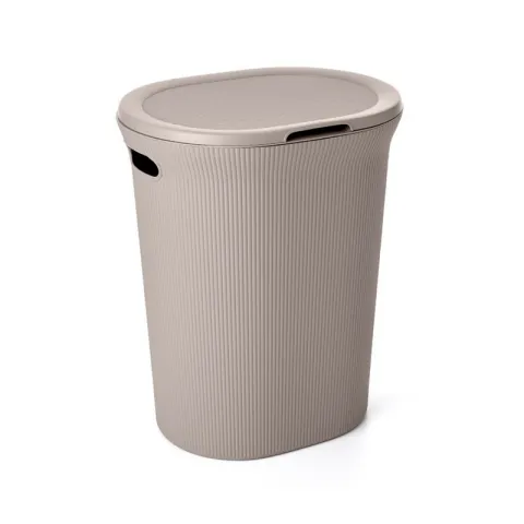 TATAY LAUNDRY HAMPER 1010003 TAUPE PVC HAMPER LAUNDRY BASKET WITH COVER