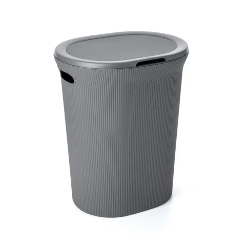 TATAY LAUNDRY HAMPER 1010014 GREY PVC HAMPER LAUNDRY BASKET WITH COVER