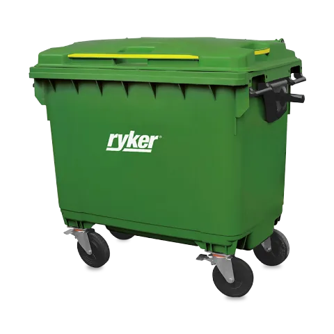 RYKER TRASH BIN XDL-660B-3 GREEN PLASTIC MOBILE RECTANGULAR