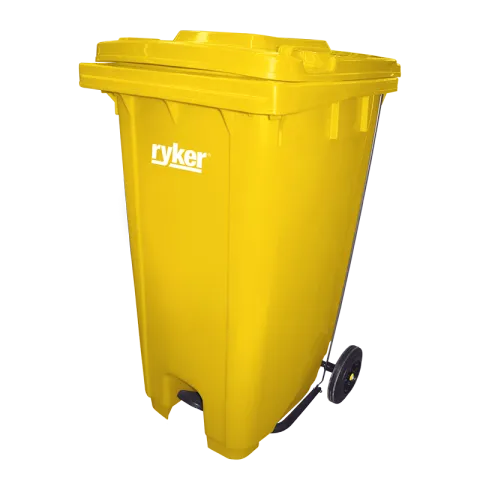 RYKER TRASH BIN XDL-240U-19 YELLOW PLASTIC MOBILE PEDAL SQUARE
