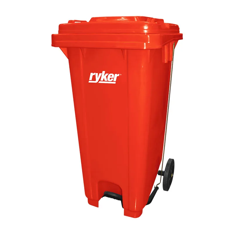 RYKER TRASH BIN XDL-120U-14 RED PLASTIC MOBILE PEDAL SQUARE