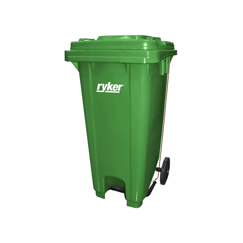 RYKER TRASH BIN XDL-120U-14 GREEN PLASTIC MOBILE PEDAL SQUARE