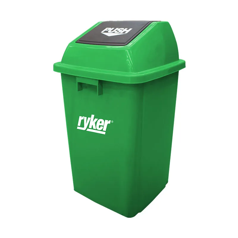 RYKER TRASH BIN XDL-60B-6 GREEN PLASTIC SWING SQUARE